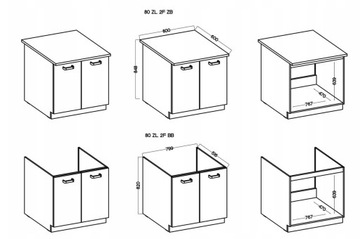 LARA КУХОННЫЙ ШКАФ 80 PLN, ГЛЯНЦЕВЫЙ БЕЛЫЙ без столешницы