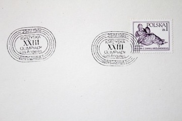 Карточка с маркой FDC, Игры в Лос-Анджелесе, 1984 г., Польша