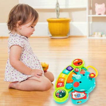 ФОРТЕПИАНО МУЗЫКАЛЬНОЕ ПИАНО ИНТЕРАКТИВНЫЙ ОРГАН СЛОН ДЛЯ ДЕТЕЙ С РУЧКОЙ