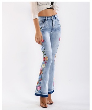 Unikalne haftowane dżinsy dzwonki 3D Fashion Design, XXL