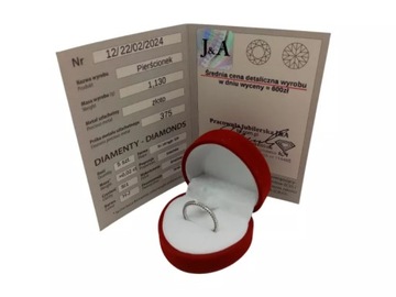ZŁOTY PIERŚCIONEK Z BRYLANTAMI 0,02CT P.375 ROZMIAR 13+GRATIS PUDEŁKO