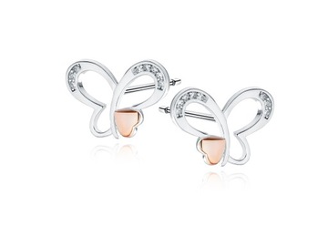 RODOWANE KOLCZYKI GWIAZD MOTYLE BUTTERFLY CYRKONIE