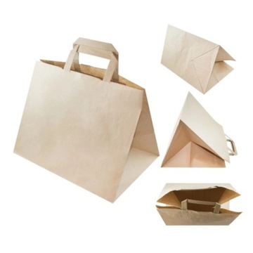 Torba Papierowa 32x22x24cm 10szt Zestaw Cateringowa na Żywność Torebki EKO