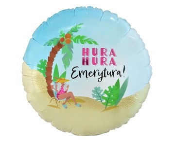 Balon foliowy Hura Hura Emerytura! z palmą zabawny
