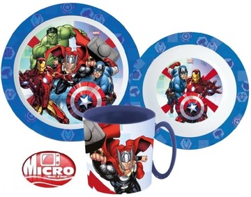 Zestaw Obiadowy Talerz Miska Kubek AVENGERS MARVEL