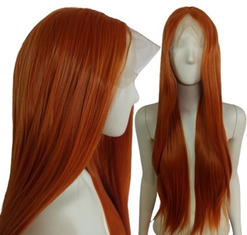 Peruka LACE FRONT ruda długa 80cm pomarańczowa HR