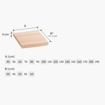 Деревянная столешница в ванную 40х40 ясень