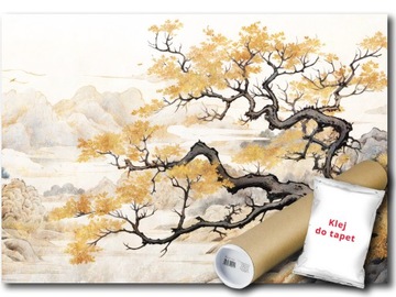 FOTOTAPETA WINYLOWA KRAJOBRAZ PEJZAŻ JAPONIA DRZEWO GÓRY WIDOK 152x104