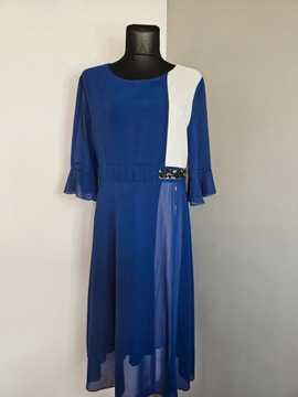 Shein sukienka elegancka niebieska tiulowa maxi 48