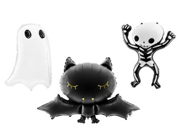 Balony na Halloween Nietoperz Szkielet Duch 3szt