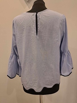 Bluzeczka w paski niebiesko-białe, rękaw 3/4 poszerzany roz. L