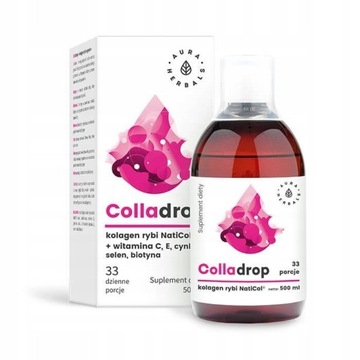 Colladrop, Kolagen rybi NatiCol + witamina C, płyn 500 ml + GRATIS