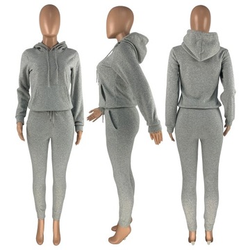 Thick Fleece Sweatpants & Hoodie Top Track Suit Wo