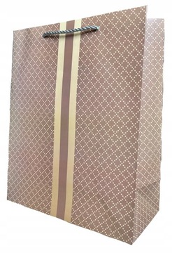 TORBA PREZENTOWA BRĄZOWA Z PASKIEM 40x30x12cm