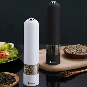 ЭЛЕКТРИЧЕСКАЯ МЕЛЬНИЦА ДЛЯ ПЕРЦА СОЛЬ СПЕЦИИ LED БЕЛАЯ РЕГУЛИРУЕМАЯ ТОЛЩИНА