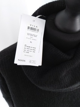 Dzianinowy czarny top/su Vila Vicilia Rollneck L/S - damski sweter Noos