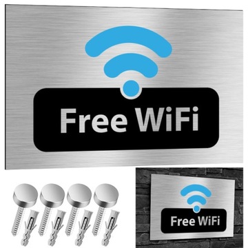 NIERDZEWNA Tabliczka FREE WIFI - DARMOWY INTERNET 30x20 Aluminium
