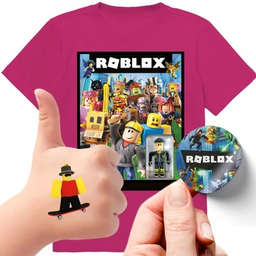 ZESTAW 3W1 KOSZULKA DLA DZIECI TATUAŻE NAKLEJKI ROBLOX 128 JAKOŚĆ