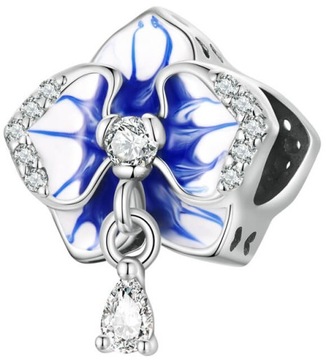 Charms Zawieszka Charms Kwiat Orchidea Charms Srebro 925 Trusky