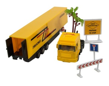 ГРУЗОВИК С ПОЛУПРИЦЕПОМ АВТОМОБИЛЬНЫЙ КРАН СТРОИТЕЛЬНЫЕ ЗНАКИ