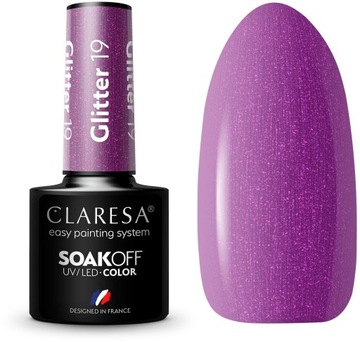 Claresa lakier hybrydowy GLITTER 19 brokatowy 5g