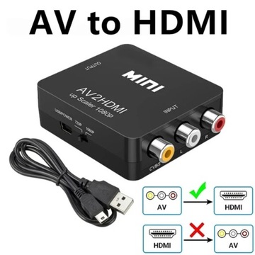 Adapter skalera wideo 1080P AV RCA CVSB L/R konwerter kompozytowy AV na