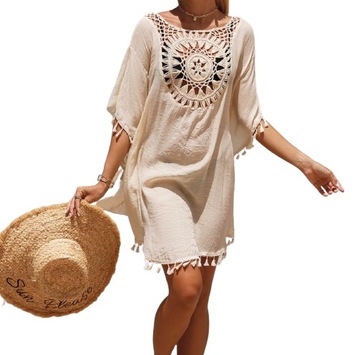 PAREO TUNIKA BOHO LETNIA SUKIENKA NARZUTKA PLAŻOWA ZWIEWNA