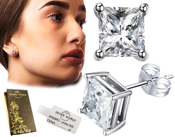 KOLCZYKI SREBRNE 925 NA SZTYFT ZATYCZKI . CYRKONIE SWAROVSKI SREBRO 925