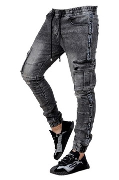 MP0139 r. XL Jeansy ze Ściągaczami JOGGERY MĘSKIE MODNE PREMIUM