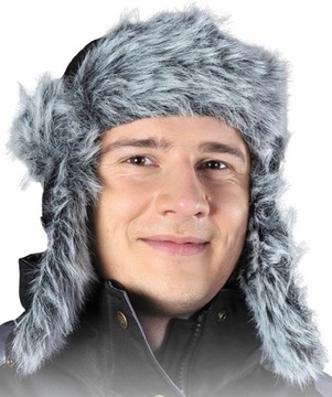 Super Czapka USZANKA PUCHA czarna ciepła