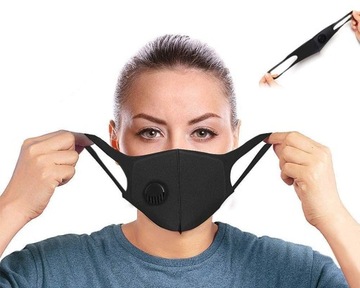 2x МНОГОРАЗОВАЯ 3D ЗАЩИТНАЯ МАСКА ГУБКА С КЛАПАНОМ