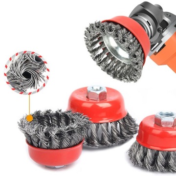 ПРОВОЛОЧНАЯ ЩЕТКА ИЗ ВИТОЙ ПРОВОЛОКИ, ПЕРЕДНЯЯ, M14, 75 мм