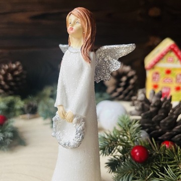Figurka Aniołka Biały Anioł Stróż Komunia Chrzest Upominek Dekoracja
