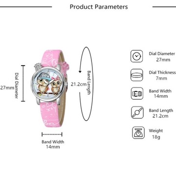 Zegarek dziecięcy Sowa - Różowy 2