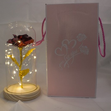 ИСКУССТВЕННАЯ ВЕЧНАЯ РОЗА В СТЕКЛЕ НОЧНИК ПОДАРОК ​​НА ДЕНЬ ВАЛЕНТИНА ДЛЯ НЕЕ