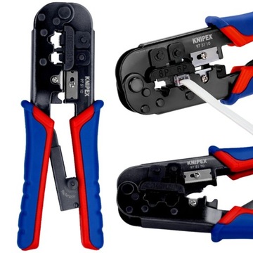 ZACISKARKA SZCZYPCE KNIPEX DO SKRĘTKI WTYKÓW KABLI RJ11 RJ12 RJ45 975110