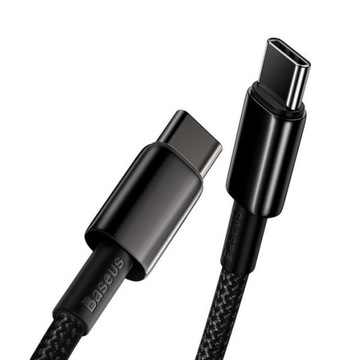 КАБЕЛЬ BASEUS TUNGSTEN GOLD TYPE-C/TYPE-C 100 Вт, 2 м, ЧЕРНЫЙ, БЫСТРАЯ ЗАРЯДКА