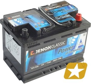 JENOX 74AH 680A P+ (624) NISKI AKUMULATOR