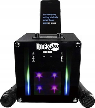ZESTAW DO KARAOKE Bluetooth LED + 2 MIKROFONY 5W CZARNY