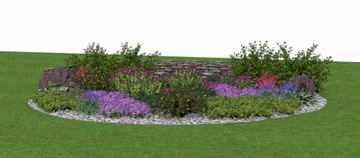 Готовый дизайн сада - альпинарий, полный цветов, соответствующих солнцу