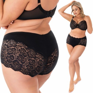 PLUS SIZE Czarne Bawełniane Majtki Koronkowe - Idealne Dopasowanie! fenome