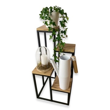 Metalowy kwietnik, stojak industrialny 34x34x69 loft DĄB CRAFT ZŁOTY