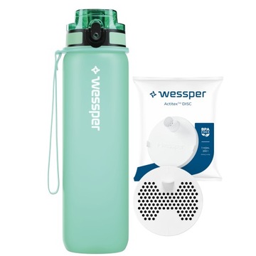 Butelka Tritanowa z miarką motywacyjną Wessper 1l + 1x Filtr Actitex Disc
