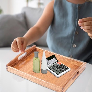 Деревянный поднос в деревенском стиле с 2 ручками для хранения в кладовке.