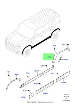 LIŠTA LUK BLATNÍKU ZADNÍHO RH NEW DEFENDER 2021-