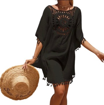 PAREO TUNIKA BOHO LETNIA SUKIENKA NARZUTKA PLAŻOWA ZWIEWNA