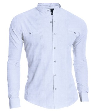 Мужская повседневная льняная рубашка с воротником-стойкой