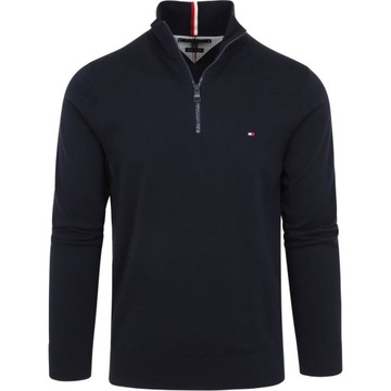 Tommy Hilfiger sweter 1985 ZIP MOCK niebieski golf rozmiar L