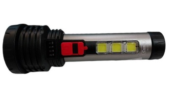 Latarka klasyczna ręczna LED+COB akumulatorowa USB