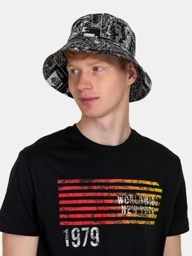 BUCKET HAT młodzieżowa czapka KAPELUSZ RYBACKI komiks bawełniany czarny